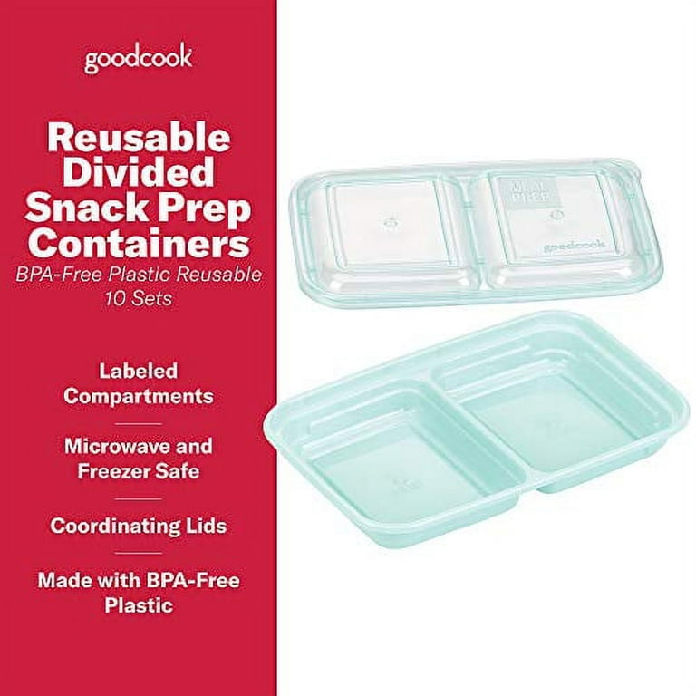 Good Cook Meal Prep, 2 Compartment BPA Free,  Microwavable/Dishwasher/Freezer Safe, Teal