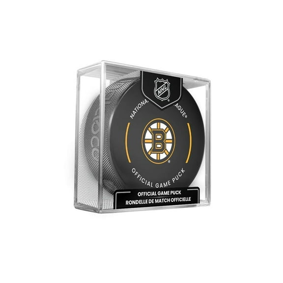 Bruins Official Game Hockey Puck with Holder