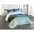thumbnail image 3 of Ambesonne Island Quilted Bedspread Set 3 Pcs, Sunny Horizon of Prislin, Queen Size, Turquoise Green Blue, 3 of 5