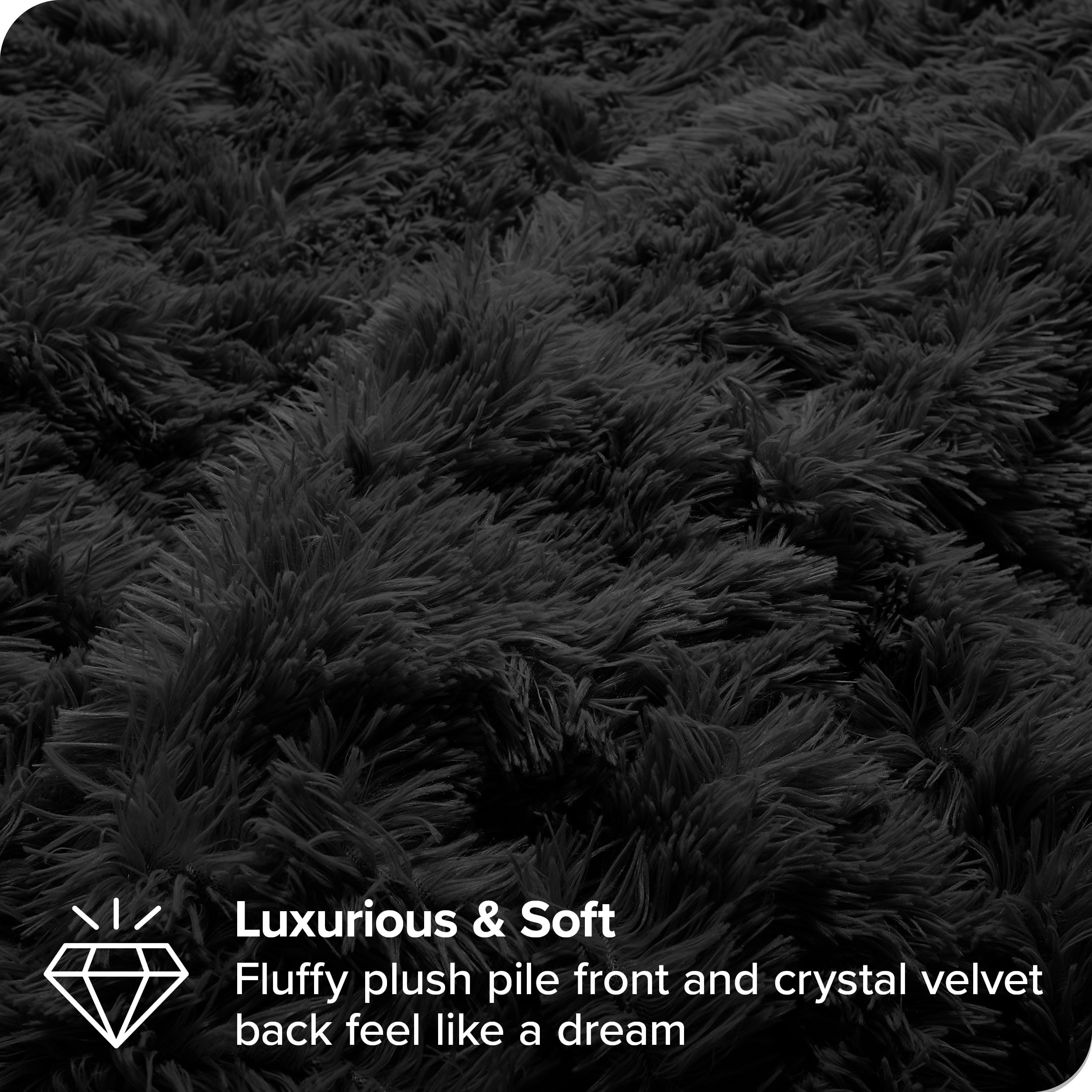 Bare Home Shaggy Faux Fur Duvet Cover - Ultra Soft - Fluffy Crystal Velvet - Queen, Black