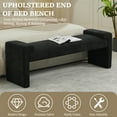 thumbnail image 6 of 58.7" Linen End of Bed Bench Upholstered Modern Bedroom Bench for Living Room & Entryway,Footrest Ottoman Accent Window Bench with Solid Wood Frame & Curved Arm, Black, 6 of 10