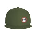 thumbnail image 3 of DouZhe Flat Brim Cap Snapback Hat, Two Meters Warning Caution Prints Adjustable Green Adult Baseball Cap, 3 of 6
