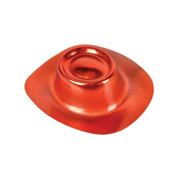 New Adults Childs Red Metallic Plastic Cowboy Costume Accessory Hat