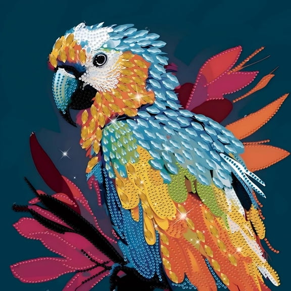 Sinkoo Boho Decor Parrot 5D Diamond Painting Art Kits For Adult Teen, DIY Full Drill Diamond Painting Flower Bird Art and Crafts 14x14inch