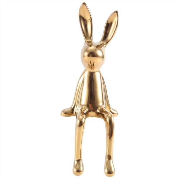 Estatuas de Conejos Artesanías de Cerámica Figuras de Animales Nórdicos Modernas y Brillantes Creativas Adornos Decorativos Figuras de Animales Dorados