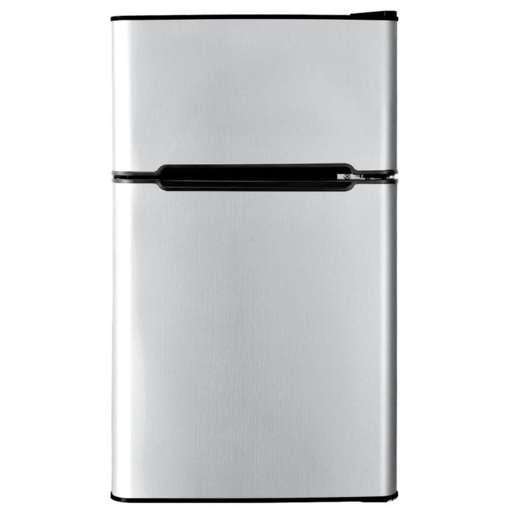 Barara King Fridge Freezer, Refrigerator,3.2 cu ft. Compact Stainless Steel Refrigerator-Gray
