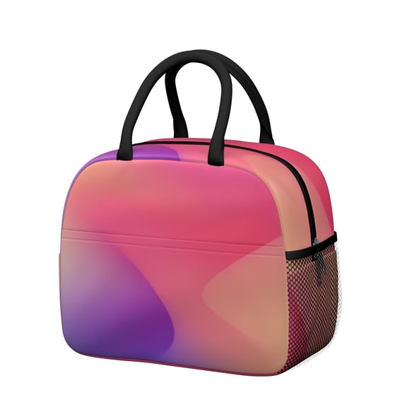 Insulated Lunch Bag for Women, Floral Print Oxford Fabric Lunch Box, Leakproof Thermal Cooler Tote for Work, School & Picnic, Neon Cyberpunk Print