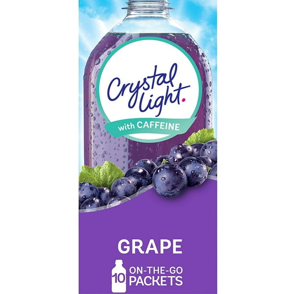 Crystal Light Grape On-The-Go Powdered Drink Mix with Caffeine, 10 ct - 0.11 oz Packets (Pack - 4)