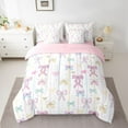 thumbnail image 2 of Homewish Colorful Bowtie Girl 7 Pieces Bedding Comforter Set,Geometric Stripes Full Bedding Set Lightweight,Polka Dots Fitted Sheet Flat Sheet,Microfiber Bedroom Decor,Reversible, 2 of 8