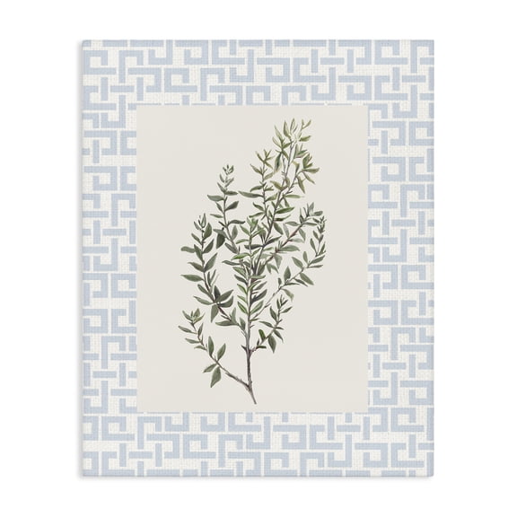 Stupell Industries French Country Leafy Herb on Geometric Canvas Art, 16 x 20, by Diannart