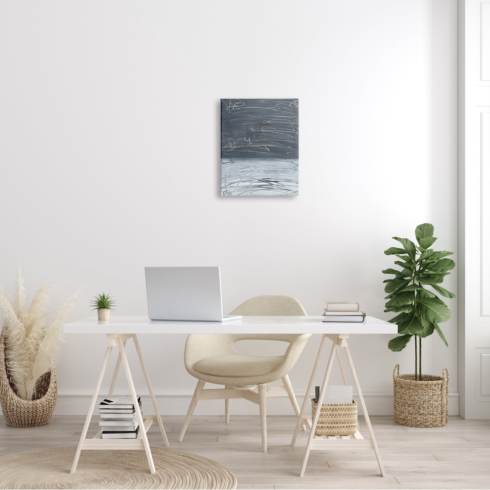 Stupell Industries Modern Grey Abstract Horizon Chaotic Line Scribble Painting, 16 x 20,Design by Bronwyn Baker