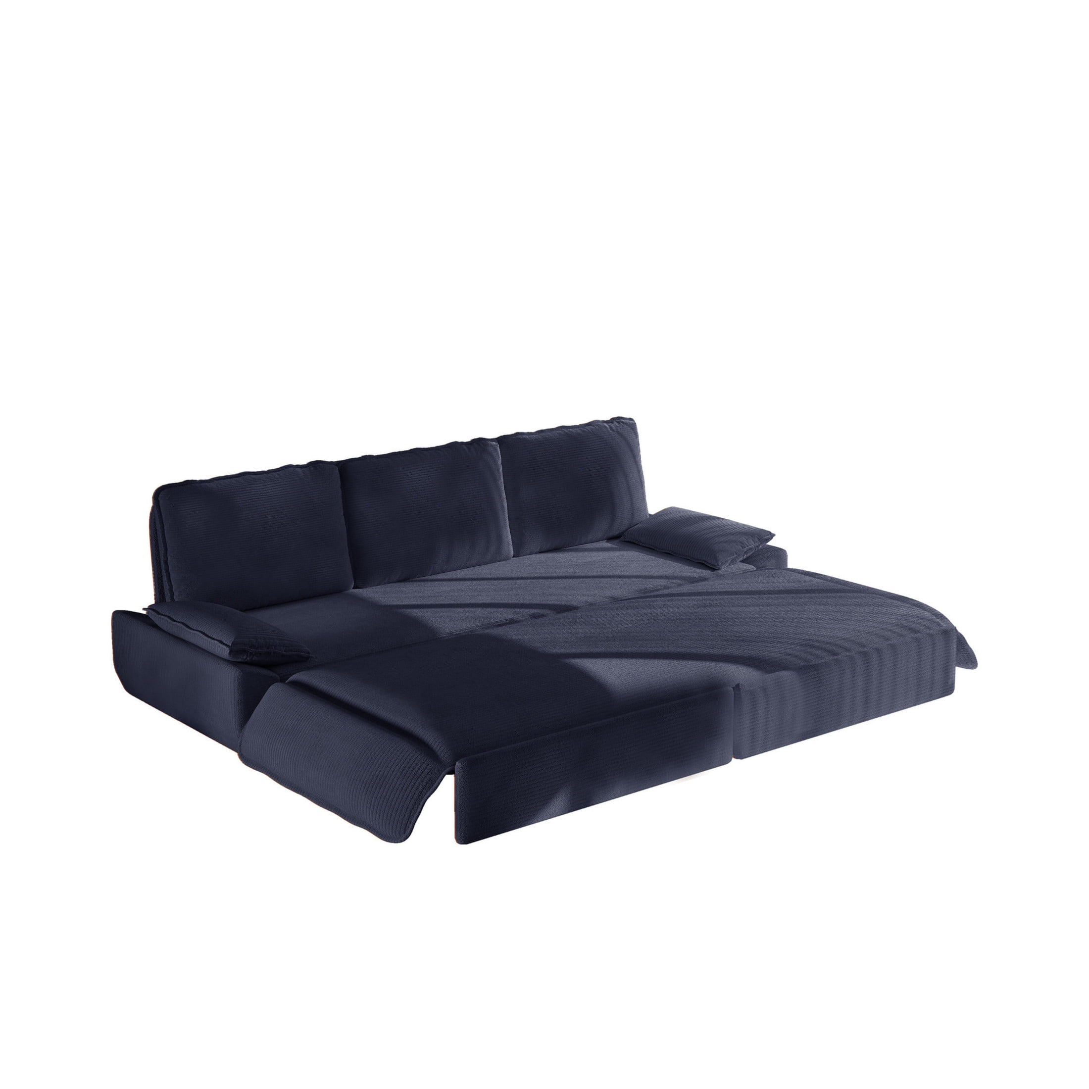 Noble House Genrix Corduroy Convertible Sleeper Sofa Bed, Multifunctional 3-in-1 Pull Out King Couch, Blue