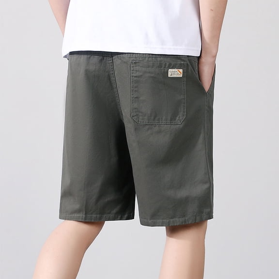 Qulqfy Hiking Shorts for Men Big & Tall Green Cargo Cotton Shorts Summer Drawstring Shorts Running Shorts Men L