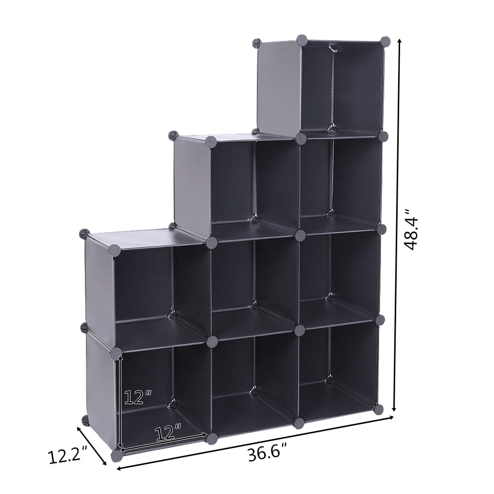 Lowestbest Cube Storage Organizer, Plastic Cube Storage Shelves for Bedroom Living Room Office, Book Shelf 9 Cube Storage Unit for Clothes, Black Lowestbest Cube Storage Organizer, Plastic Cube Storage Shelves for Bedroom Living Room Office, Book Shelf 9 Cube Storage Unit for Clothes, Black