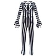 thumbnail image 4 of Disfraz de Cosplay de Beetlejuice para niños, peluca de B-Beetlejuice con rayas blancas y negras, uniforme para niños y niñas, monos para Halloween y carnaval, 4 of 5
