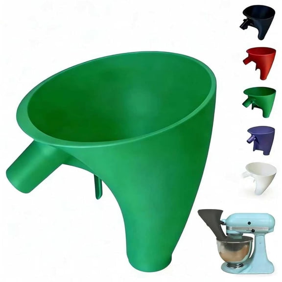 ABCISI Flour Funnel for KitchenAid Mixer with Spill-Proof Design, Dishwasher Safe - Easily Add Dry Ingredients, Zero-Mess Durable Baking Tool, Enables Guided Pouring (Green)