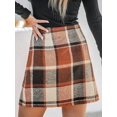thumbnail image 2 of Cupshe Women Brick Red Plaid Mini Skirt, Size M., 2 of 6