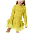 thumbnail image 1 of Splozh Robe Décontractée pour Filles à Manches Longues Printemps et Automne Robe à Manches Longues pour Filles Motif de Fête d'Anniversaire Festival Robe en Maille Jaune, 6-7 Ans, 1 of 6
