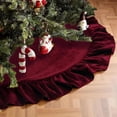 thumbnail image 5 of Red Velvet Christmas Tree Skirt, 48-Inch Ruffled Holiday Tree Skirt for 6ft 7.5ft Trees, Vintage Christmas Decor Base Cover, Soft Festive Home Décor & Gift Idea, 5 of 6