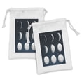 thumbnail image 1 of Moon Phases Fabric Pouch Set of 2, Astrological Cosmic Design of Process Silhouettes in the Night Sky, Drawstring Bag for Toiletries Masks and Favors, 9" x 6", Petrol Blue Pale Grey, by Ambesonne, 1 of 2