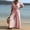 Pink, variant on Wide Leg Pants Women's Fashion Solid V-Neck Short Sleeve Beach Vacation Pockets Button Long Jumpsuit Pink S