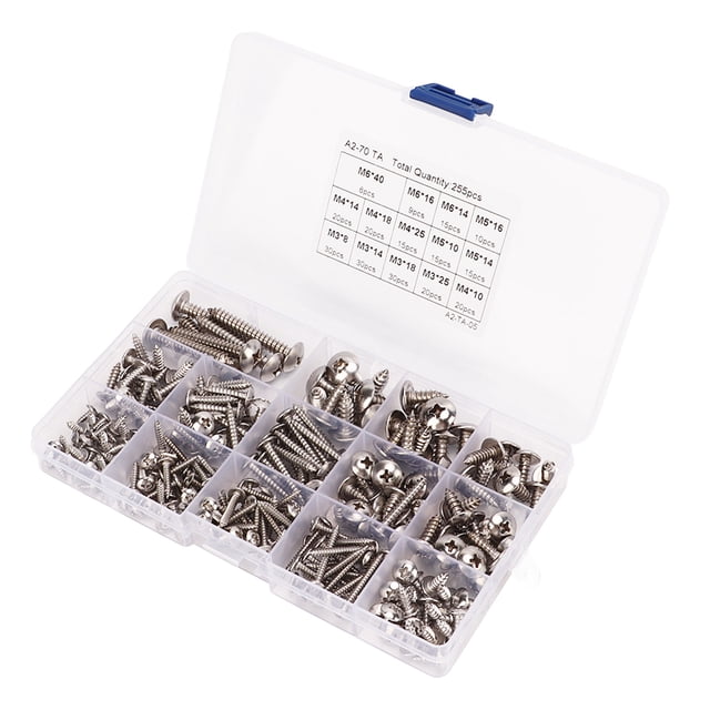 Ensemble de Vis à Tête Croisée, 255 Pcs Vis à Tête Croisée Auto-Touchante, Vis à Tête Croisée Auto-Touchante pour Atteindre Plus