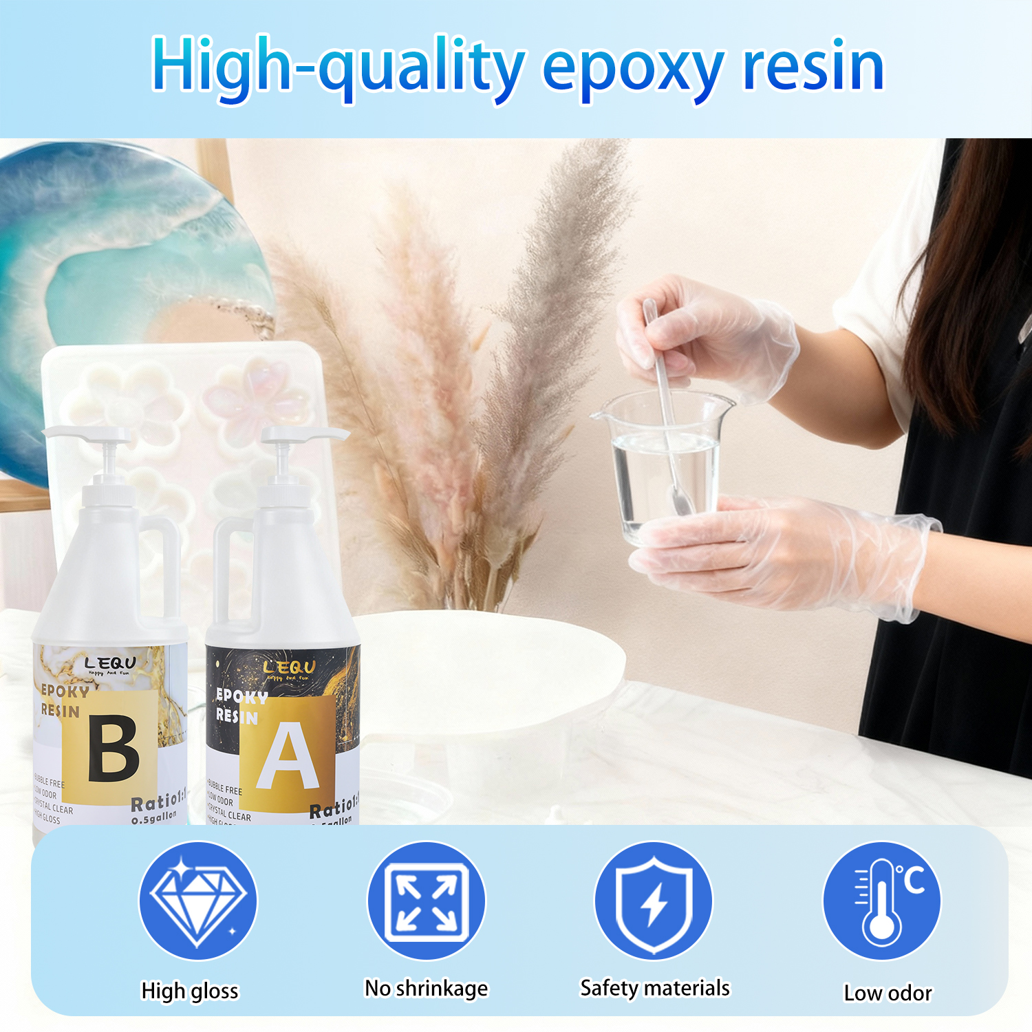 LEQU Epoxy Resin Epoxy Adhesive, 0.5-Gallon, 2 Pieces