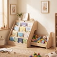 thumbnail image 1 of Costway Kids’ Bookshelf & Toy Storage Organizer with Rolling Drawer Cart, 4 Tier Book Shelf Natural, 1 of 10