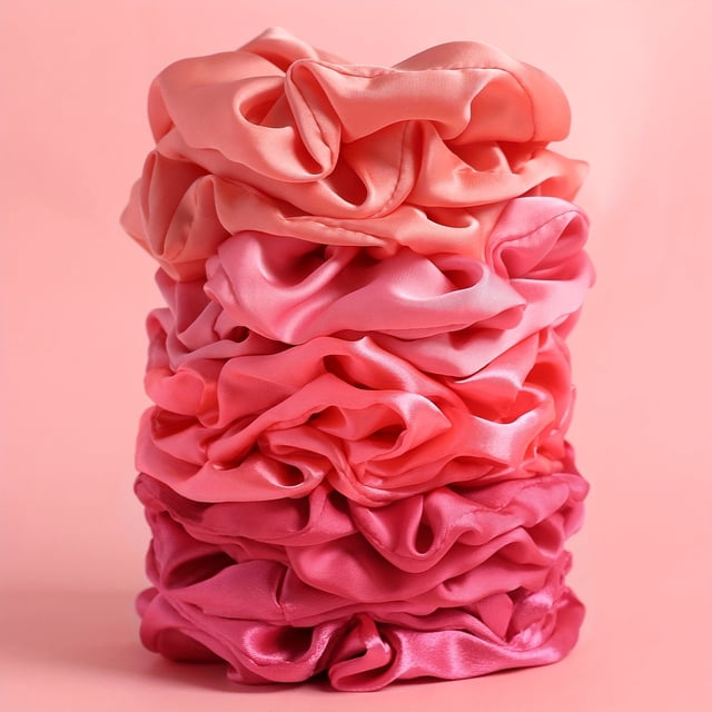 CNKOO 15 Pcs Chouchous Roses en Satin Doux Cordes à Cheveux Porte-Queue de Cheval Bandes Sucrées pour Femmes
