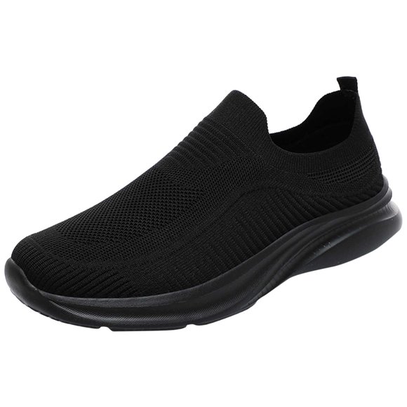 HBFAGFB Shoes for Men Fashionable and Simple Mesh Breathable Slip on Shoes Mens Sneakers Black Size 43