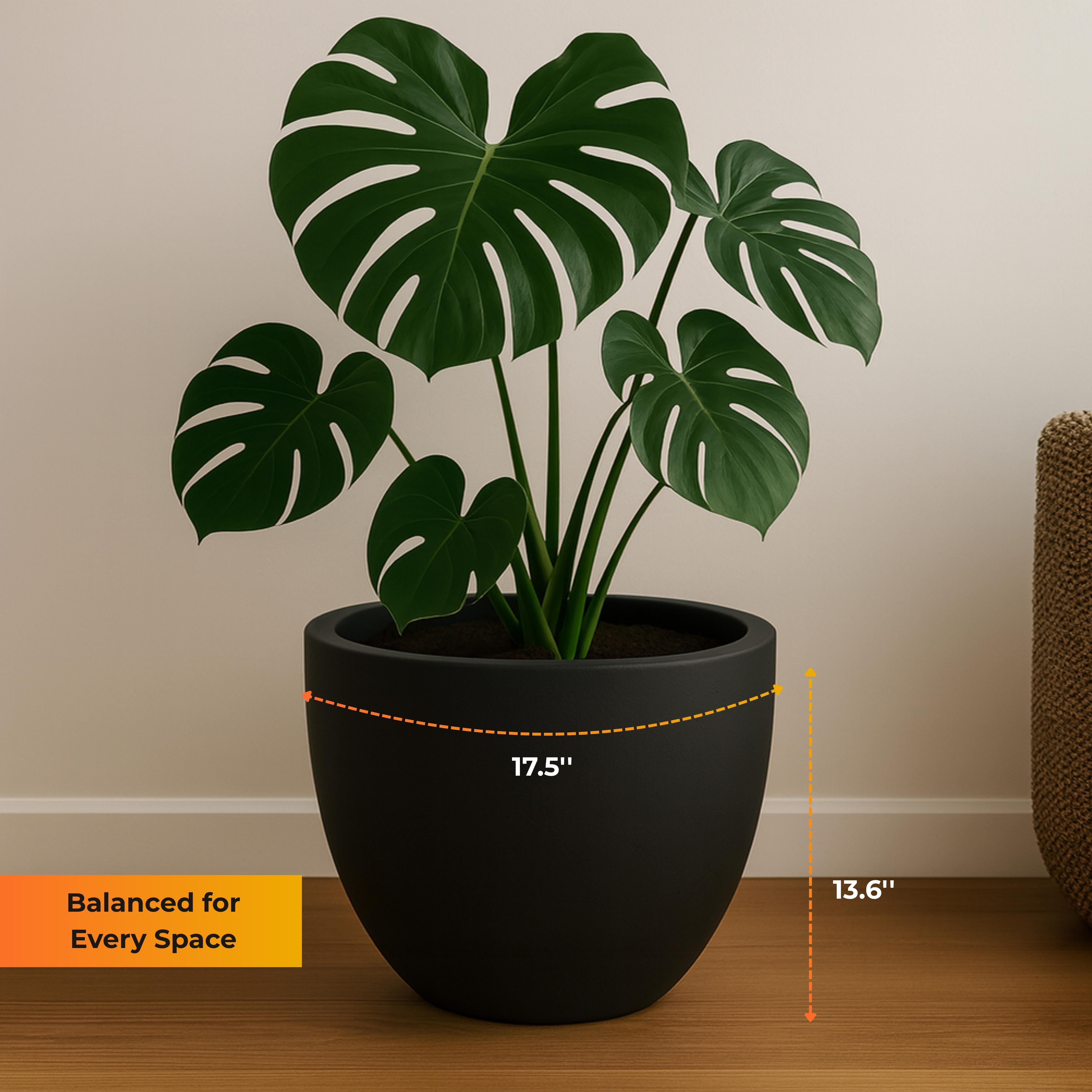 LeisureMod Dahlia Mid-Century Tapered Round Planter, Fiberstone & MgO Clay, Indoor/Outdoor Plant Pot
