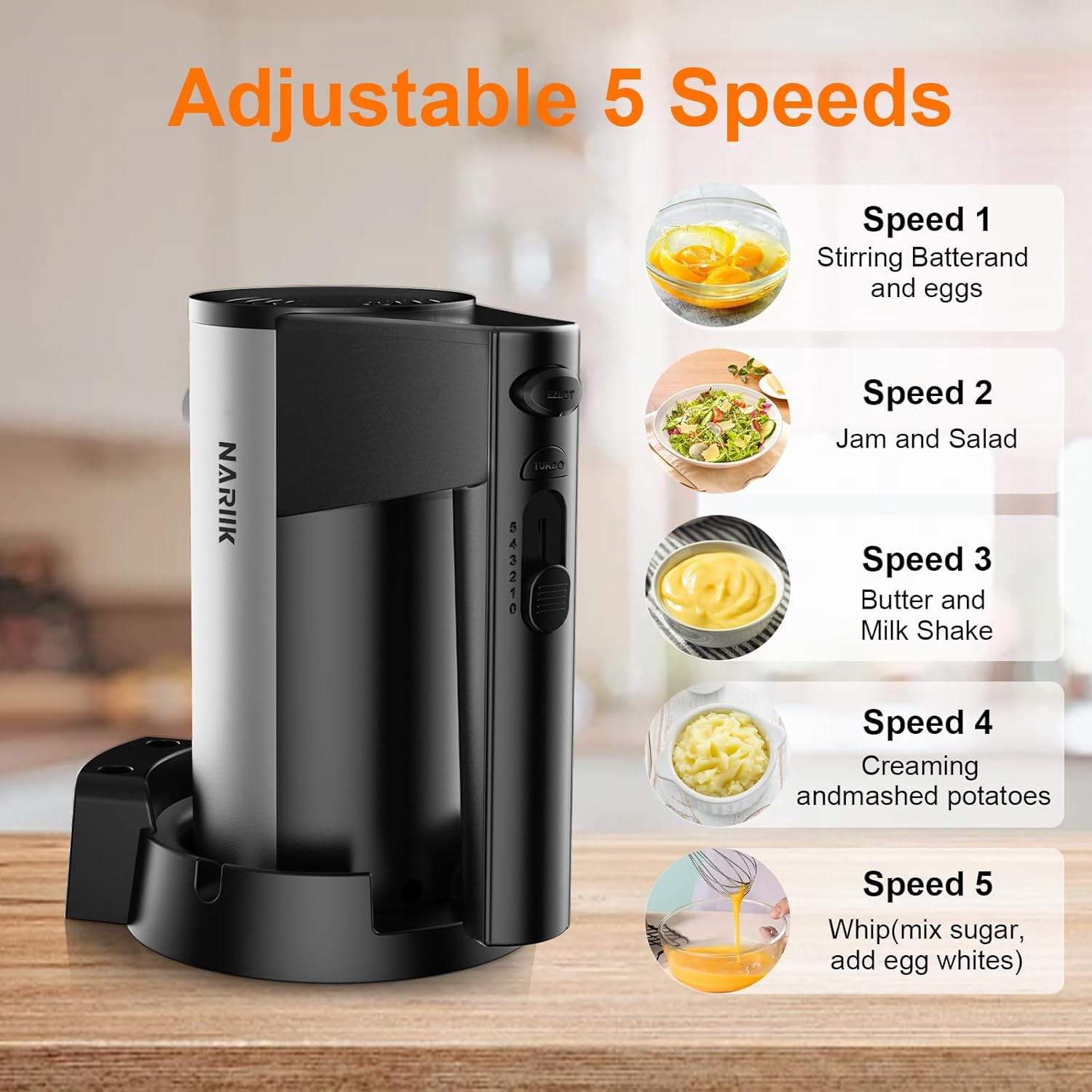 Electric Hand Mixer with  Boost & 5 Speed Settings for Baking