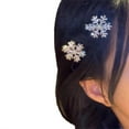 thumbnail image 3 of Sparkly Rhinestone Snowflake Hair Clip, Metal Alligator Design, Festive Accessory for Christmas Parties, 4cm Diameter, 3 of 8