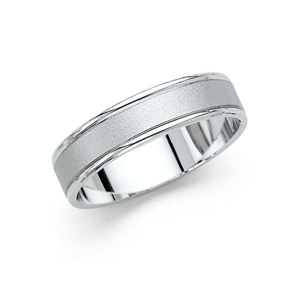 Pure 14k White Gold Sand Blast Matte Finish Ring Men's Wedding Size 8.5