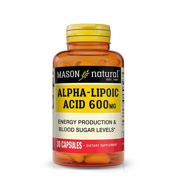 Mason Natural Alpha-Lipoic Acid 600 mg - Brain Health, Blood Sugar, Weight Management, 30 Capsules