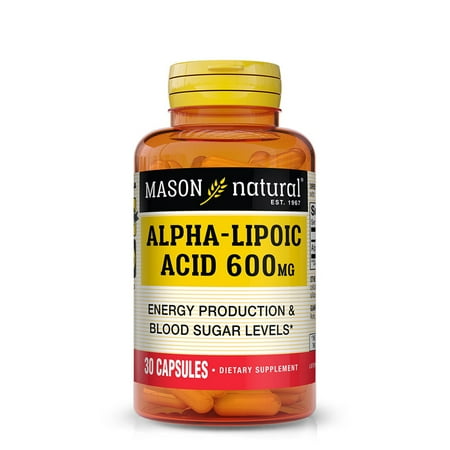 Mason Natural Alpha-Lipoic Acid 600 mg - Brain Health, Blood Sugar, Weight Management, 30 Capsules