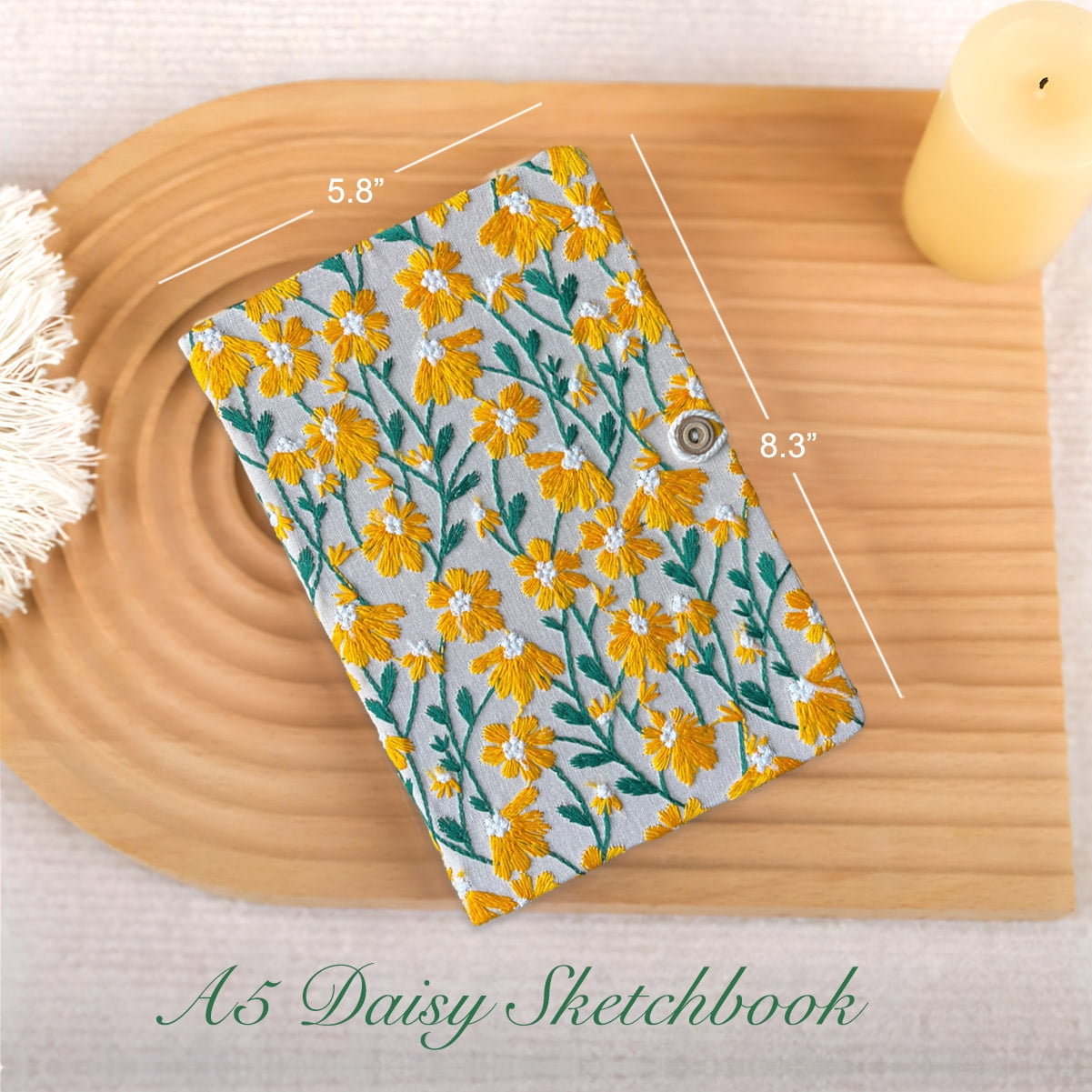 ipoul Daisy Gift, Flower Journal, Beautiful Journals for Women, Notebook 8"x6", Hardcover, Lay Flat, A5 Sketchbook, Yellow Daisy