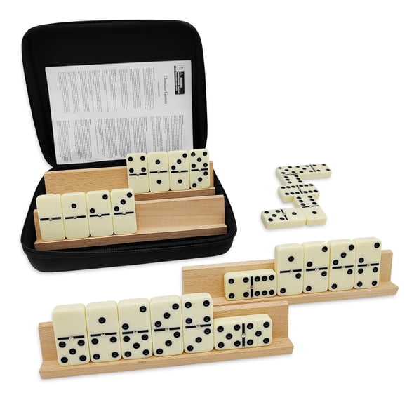 Juego de dominó Tuvcany Double 6 para adultos con 4 estantes de madera