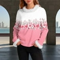 thumbnail image 2 of Women's Faux Fur Trim Patchwork Sweatshirts Loose Crewneck Long Sleeve Furry Soft Blouse Pullover Casual 2025 Knitted Tops, 2 of 5