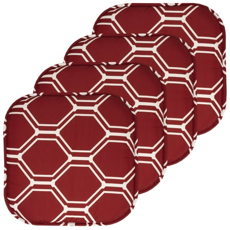 

Mirage Hex Print Memory Foam 16 x 16 Chair Pad 4 Pack Wine/White
