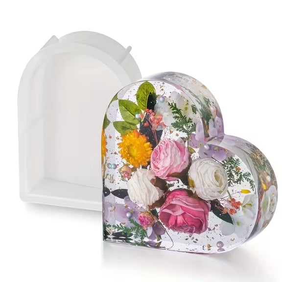 Large resin mold, heart-shaped silicone mold for resin casting, epoxy resin mold for flower preservation, DIY resin crafts, wedding Valentine's Day gifts