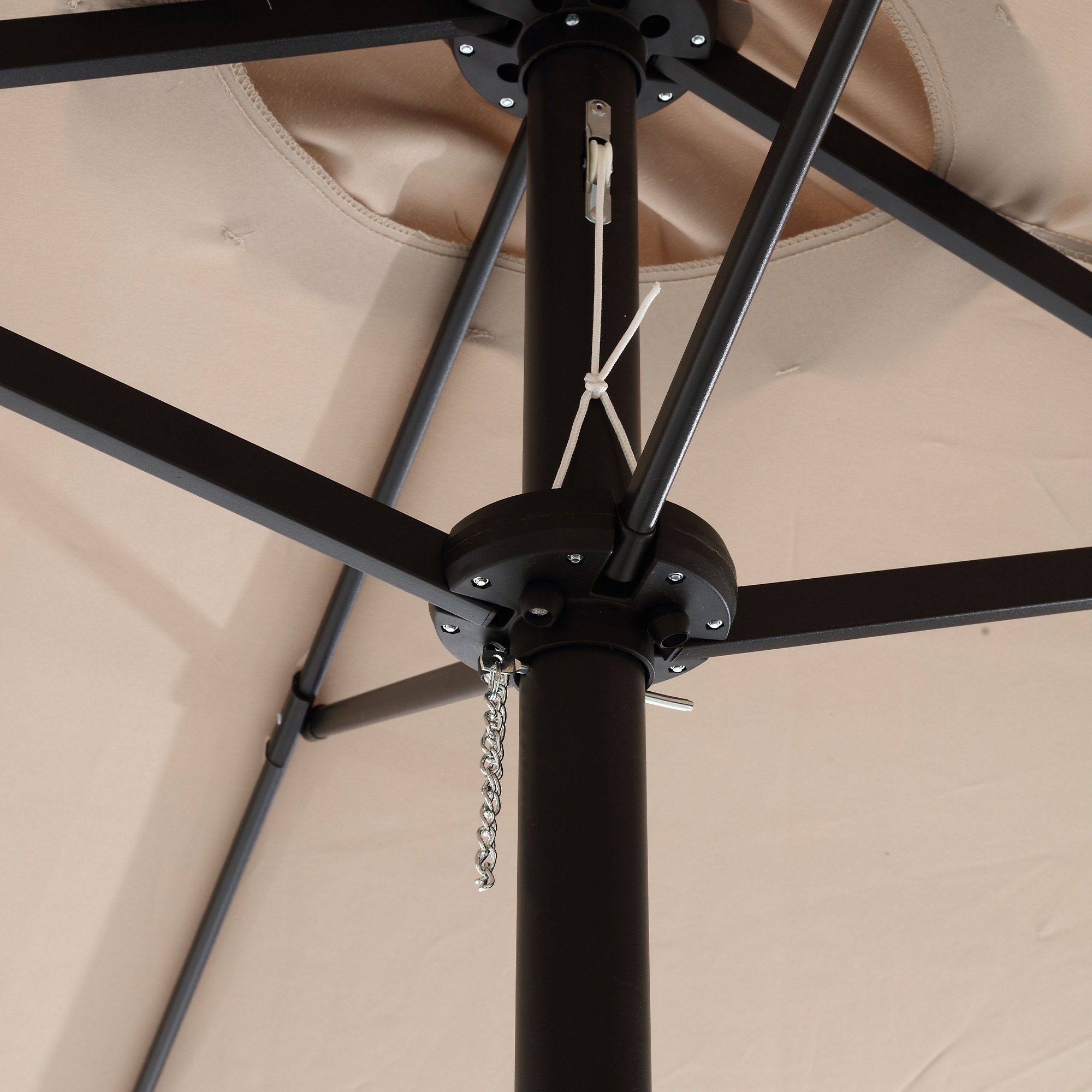 Double Sided Rectangular Outdoor Umbrella 14.8-Foot with Crank, Large Patio Umbrella for Garden and Poolside, Khaki