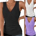thumbnail image 3 of Women's Sleeveles T-shirt Versatile Waist-skimming V-neck Top Soft Skin-friendly Summer Top, 3 of 5