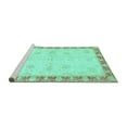 thumbnail image 2 of Ahgly Company Machine Washable Indoor Round Abstract Turquoise Blue Modern Area Rugs, 6' Round, 2 of 4
