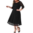 thumbnail image 2 of DARING DIVA Women's Plus Size Floral Lace 3/4 Sleeves Pocket Cocktail Dress 1X Black, 2 of 6