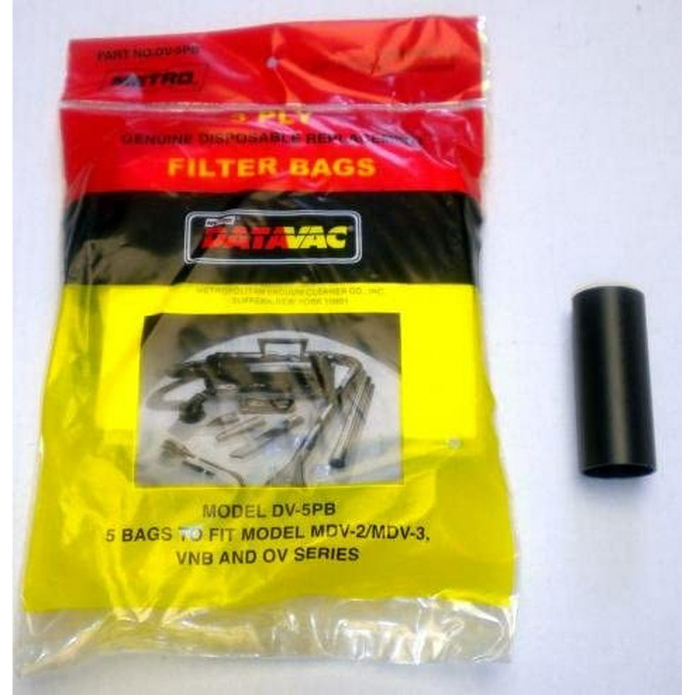 Metropolitan Vacuum Cleaner DV5PBA Disposable Bags with Adaptor Tube