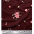 thumbnail image 1 of Soimoi Red Rayon Fabric Leaves & Pink Floral Printed Fabric 1 Yard 56 Inch Wide, 1 of 1