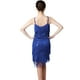 thumbnail image 4 of Vestido con borlas de lentejuelas para mujer, vestido con flecos en capas para Club Samba, puesta en escena Azul, 4 of 8