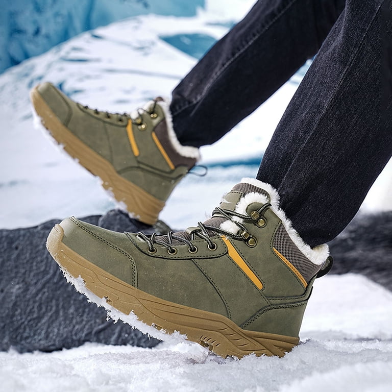 Men’s Winter Snow Boots – Fur Lined, Water-Resistant, Non-Slip Hiking Shoes For Cold Weather & Outdoor Adventures