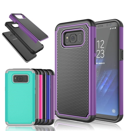 Galaxy S8 Case, Rugged Rubber Shock Absorbing Hybrid Plastic Impact Defender Slim Hard Case Cover Shell For Samsung Galaxy S8 All Carriers Njjex [New (Best Low Cost Cell Phone Carrier)